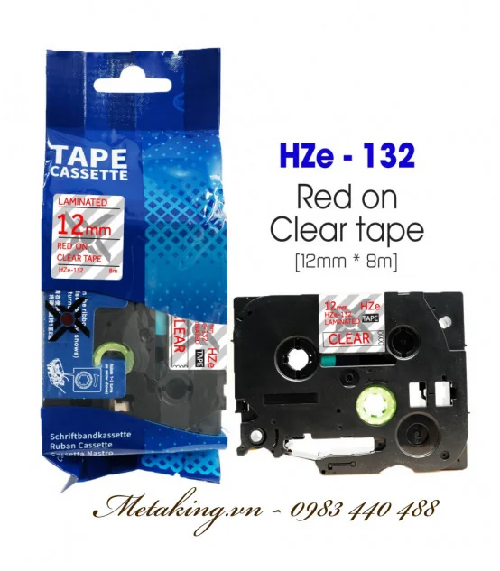 Nhãn HZe-132 (TZe-132), 12mm X 8m, Chữ đỏ - nền trong | AIMO Việt Nam