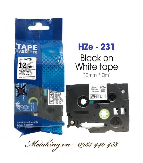Nhãn HZe-231 (TZe-231), 12mm X 8m, Chữ đen - nền trắng | AIMO Việt Nam