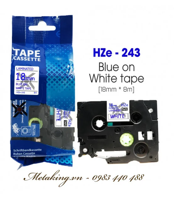 Nhãn HZe-243 (TZe-243), 18mm X 8m, Chữ xanh - nền trắng | AIMO Việt Nam