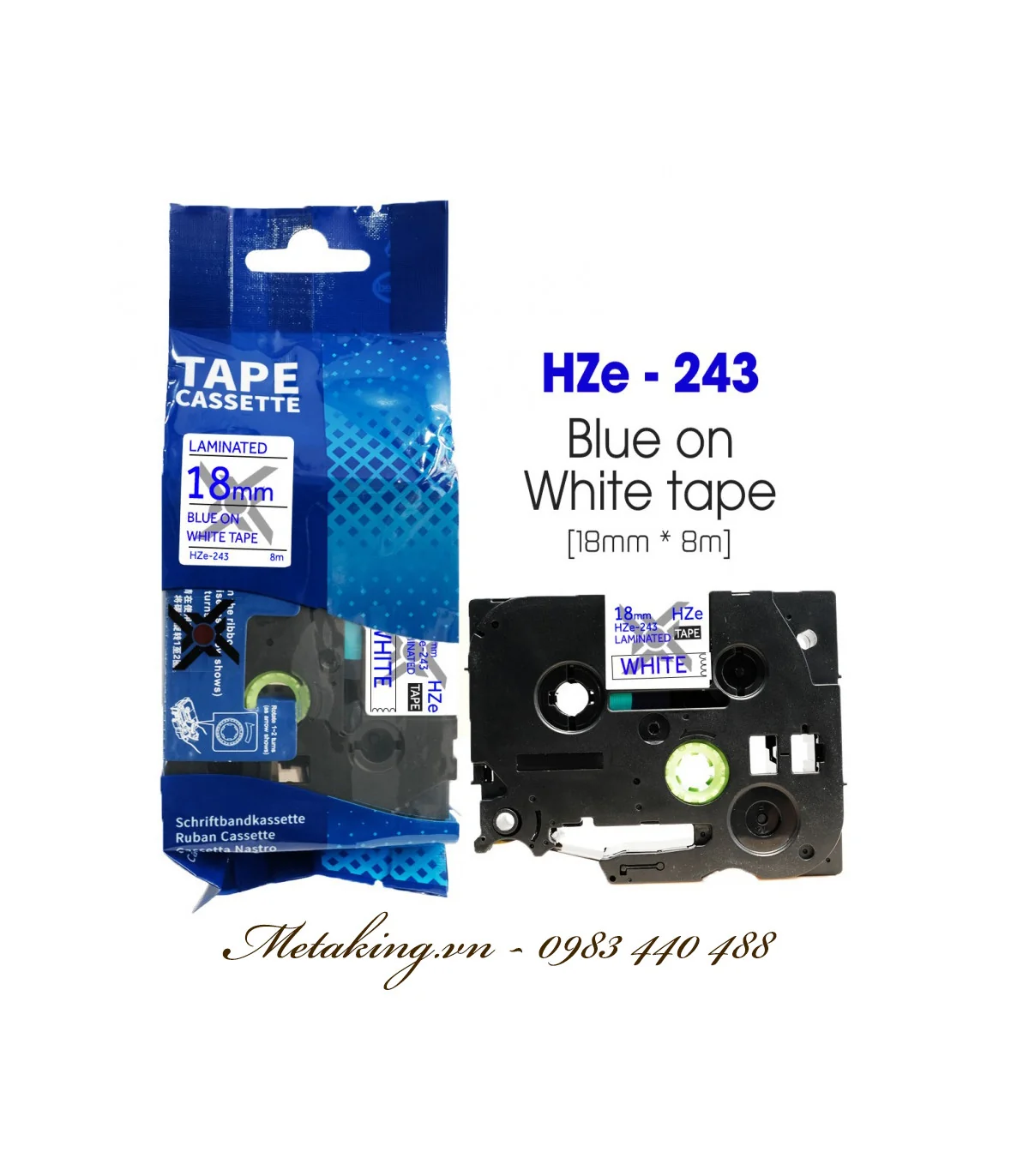 Nhãn HZe-243 (TZe-243), 18mm X 8m, Chữ xanh - nền trắng | AIMO Việt Nam