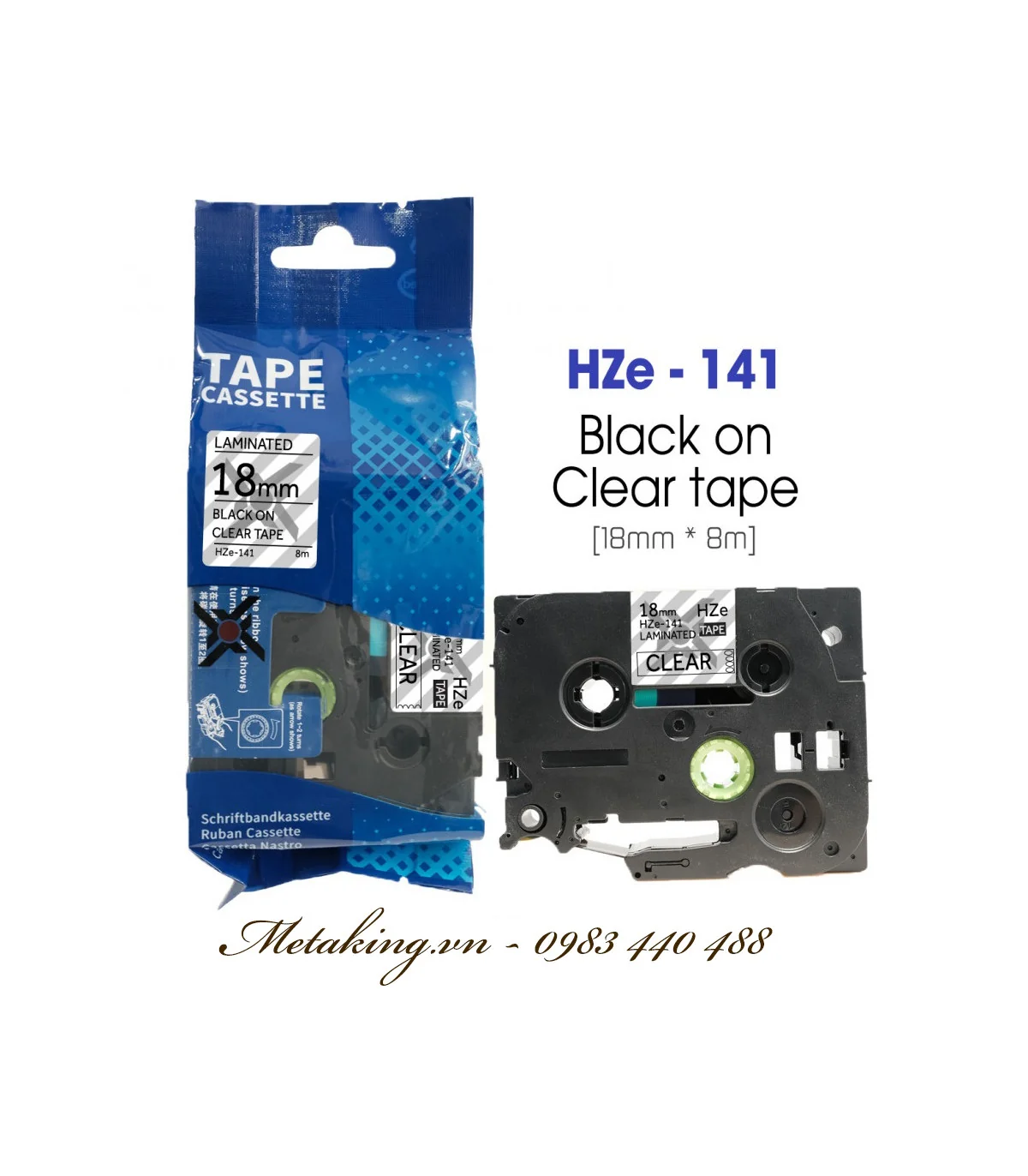 Nhãn HZe-141 (TZe-141), 18mm X 8m, Chữ đen - nền trong | AIMO Việt Nam