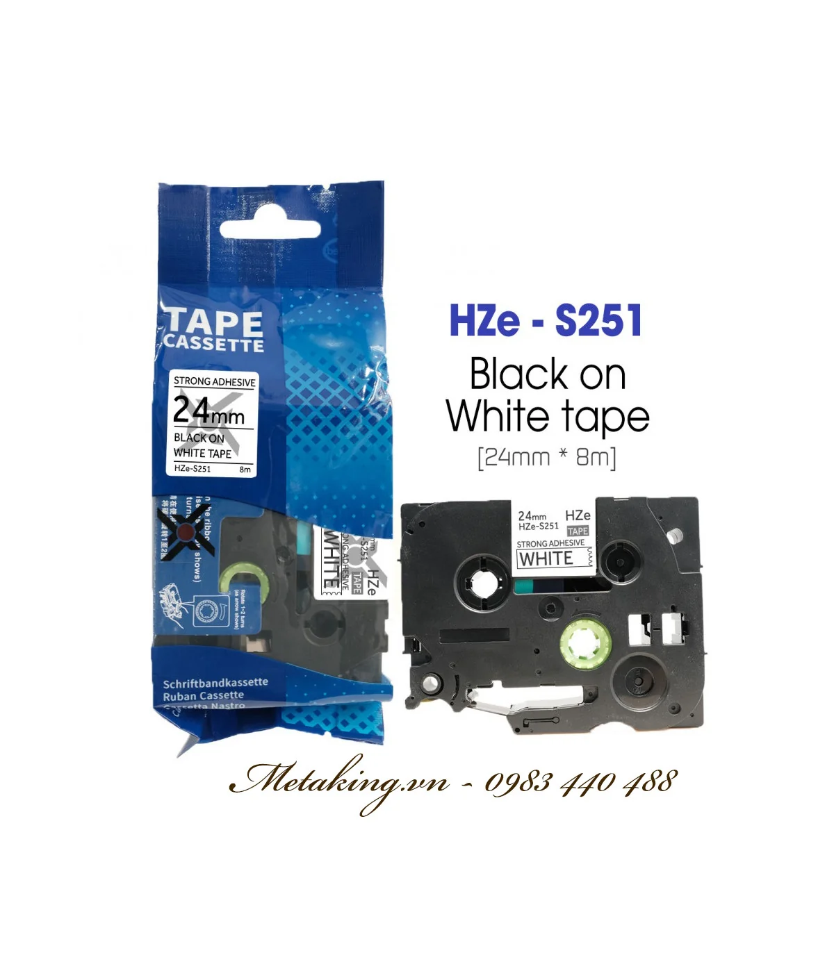 Nhãn HZe-S251 (TZe-S251), 24mm X 8m, Chữ đỏ - nền trắng | AIMO Việt Nam
