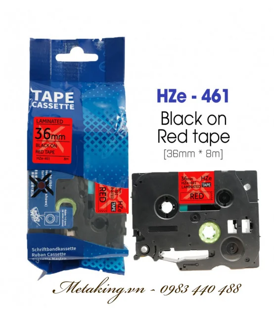 Nhãn HZe-461 (TZe-461), 36mm X 8m, chữ đen - nền đỏ | AIMO Việt Nam