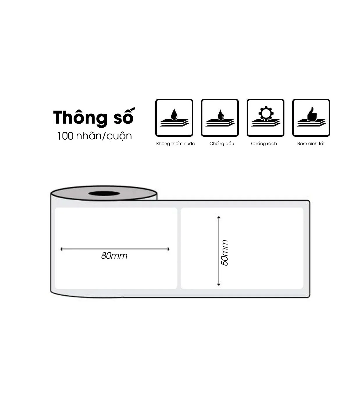 Nhãn Đa Năng 50 X 80mm, KT-5080-100 | AIMO Việt Nam