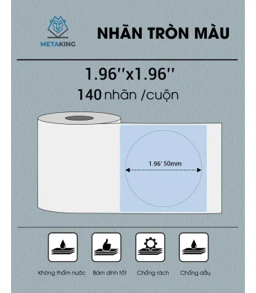 Nhãn Tròn 50 X 50mm, Màu Xanh, KTR-5050-140BU | AIMO Việt Nam