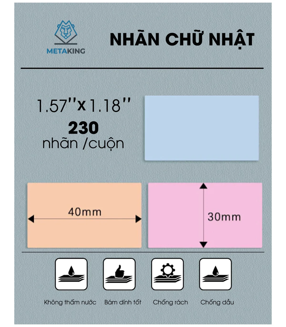 Nhãn Đa Năng 40 X 30mm màu xanh, KT-4030-230BU | AIMO Việt Nam