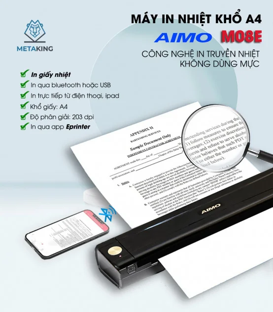 Máy in A4 di động AIMO M08E | AIMO Việt Nam