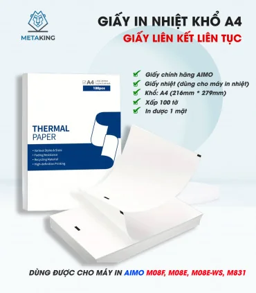 Giấy in nhiệt A4 liên kết cho M08F/M831/M08E/M08E-WS | AIMO Việt Nam