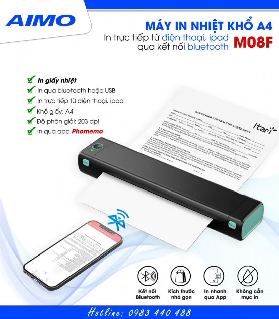 Máy in A4 di động AIMO M08F | AIMO Việt Nam