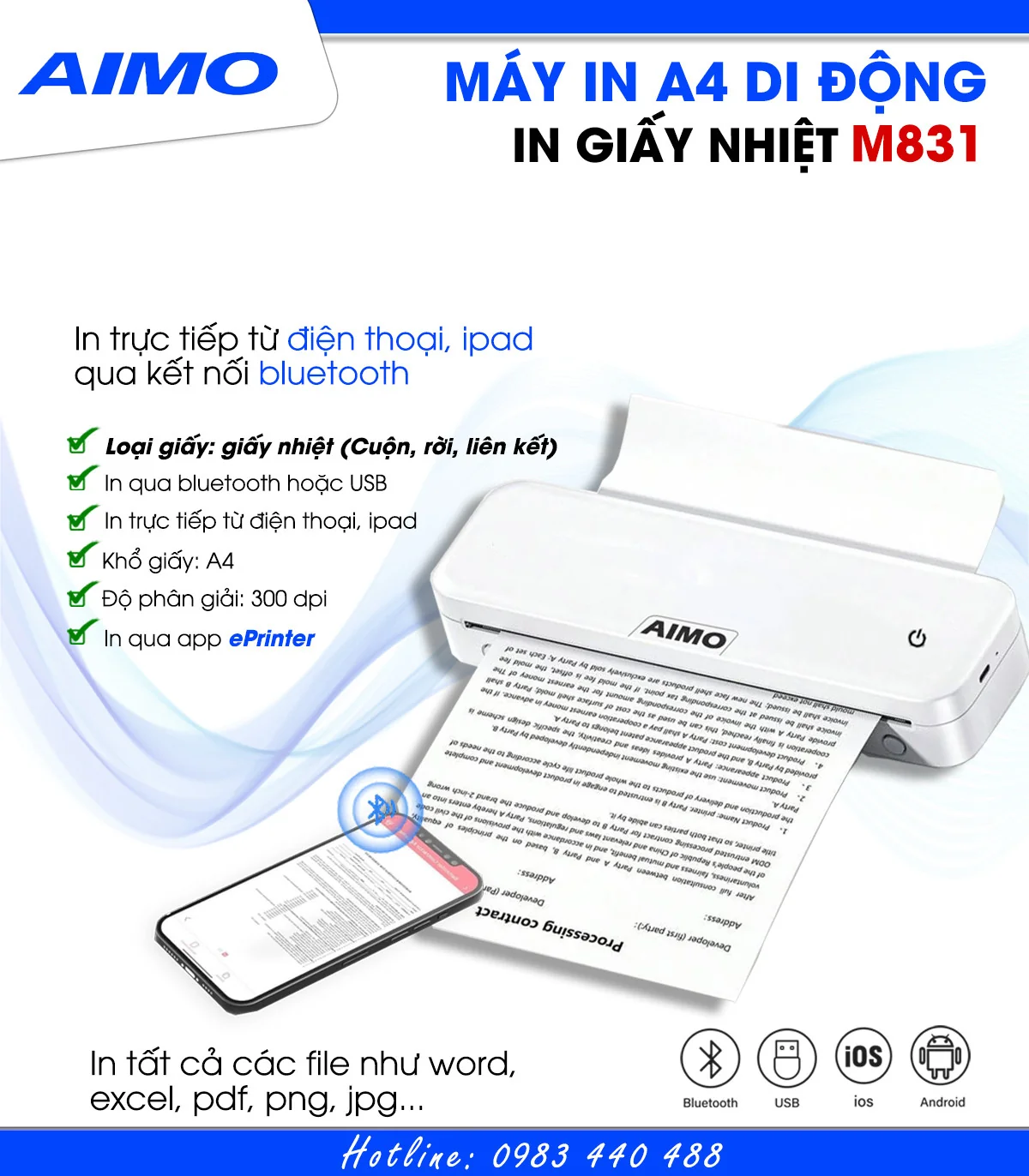 Máy In A4 Di Động AIMO M831 | AIMO Việt Nam