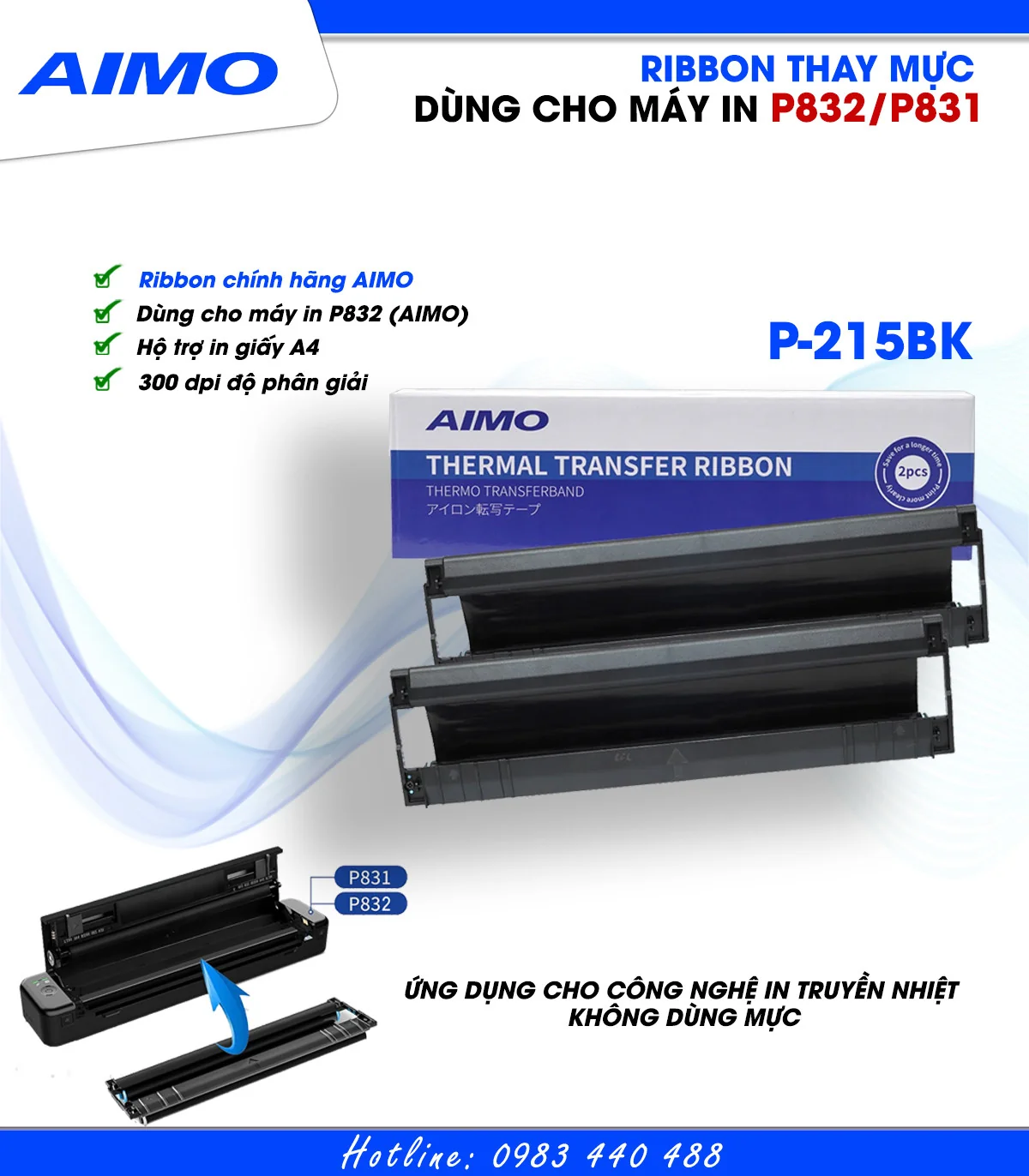 Ruy băng (Ribbon) P-215BK cho P831/P832 | AIMO Việt Nam