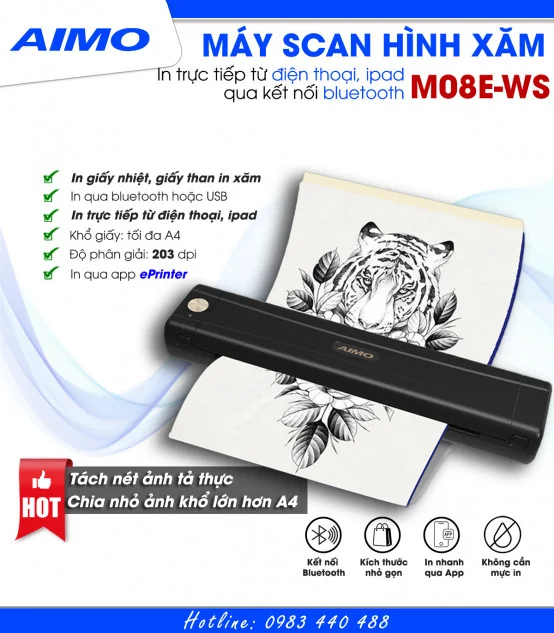 Máy Scan Hình Xăm AIMO M08E-WS | AIMO Việt Nam