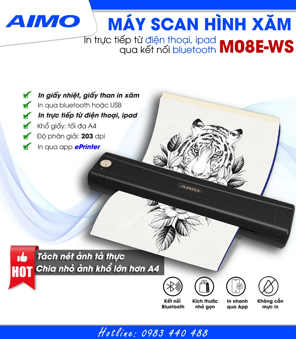 Máy Scan Hình Xăm AIMO M08E-WS | AIMO Việt Nam