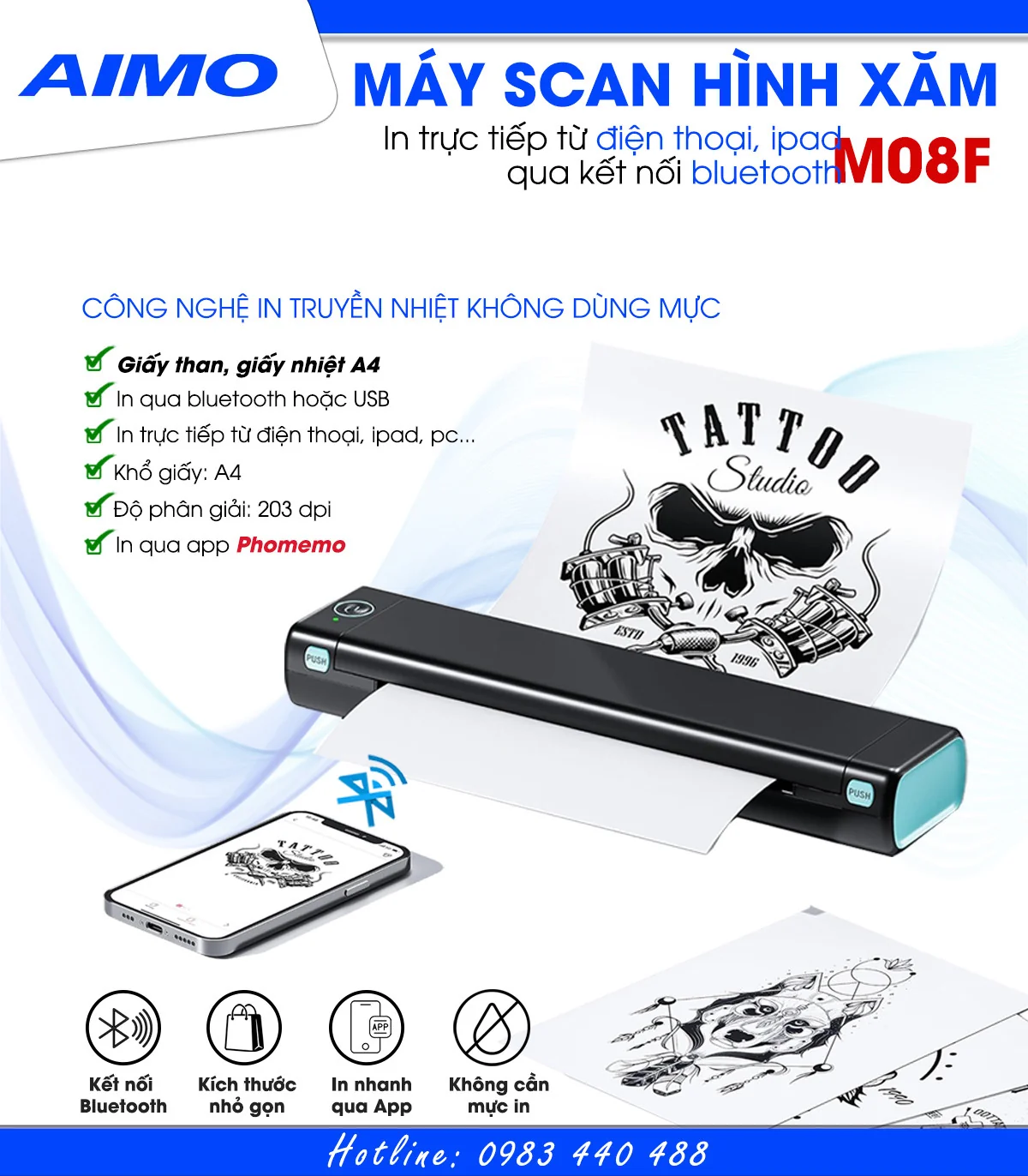 Máy Scan Hình Xăm AIMO M08F | AIMO Việt Nam