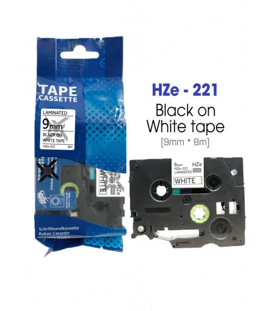 Nhãn HZe-221 (TZe-221), 9mm X 8m, Chữ đen - nền trắng | AIMO Việt Nam