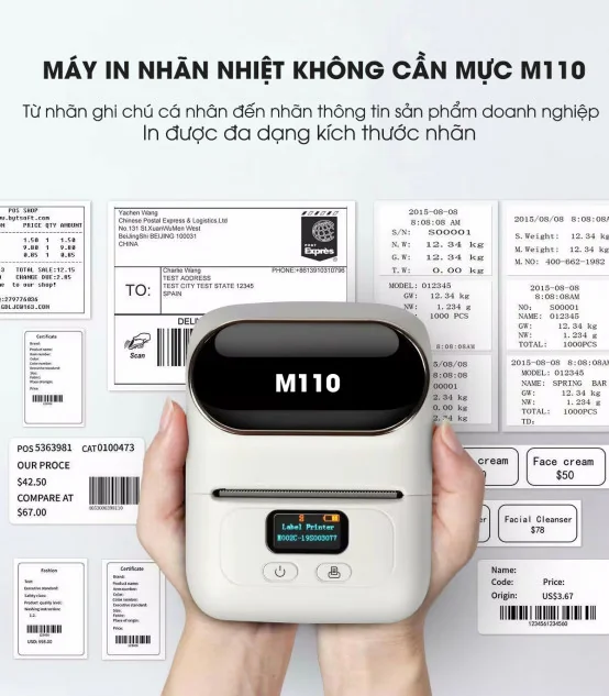 Máy in nhãn mini M110, Bluetooth, cầm tay di động | AIMO Việt Nam