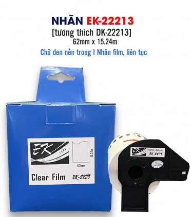 Nhãn film nhựa EK-22213 (DK-22213), 62mm x 15m, Trong suốt | AIMO Việt Nam