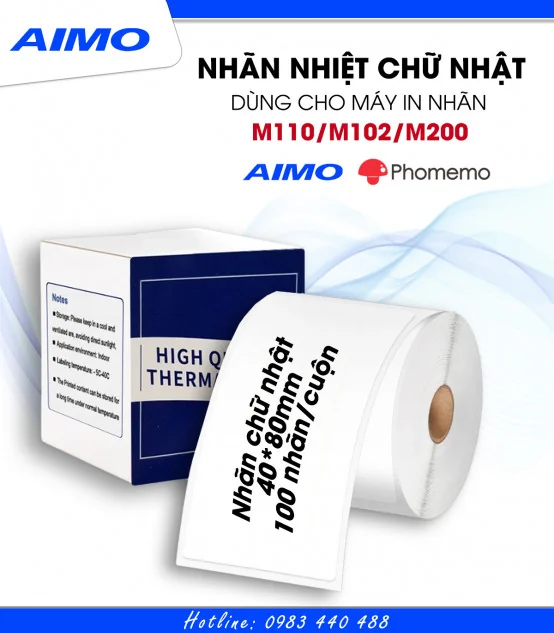 Nhãn Đa Năng 40 X 80mm, KT-4080-100 | AIMO Việt Nam