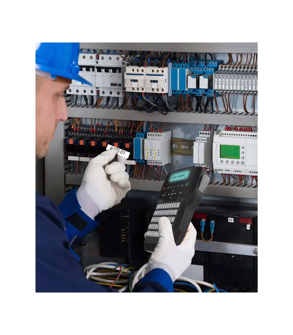 Dymo DM-A45016, [12mm x 7m], Chữ đen nền xanh dương | AIMO Việt Nam