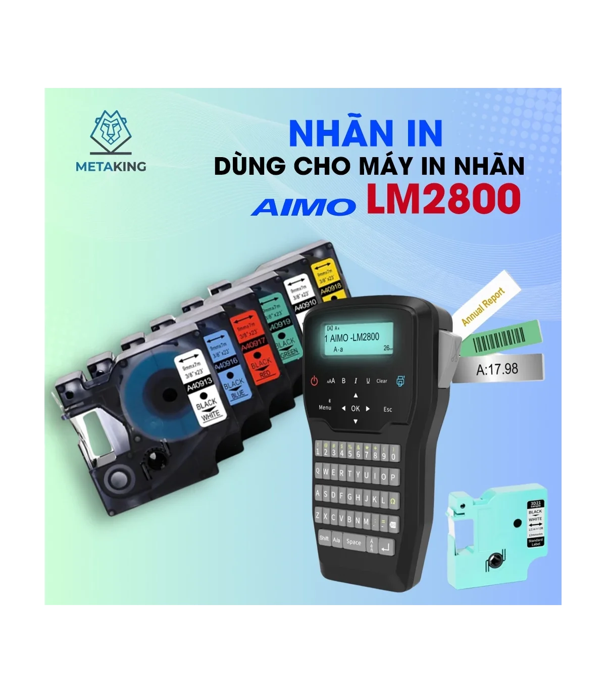 Ống co nhiệt Dymo DM-A18051, [6mm x 7m], Chữ đen nền trắng | AIMO Việt Nam