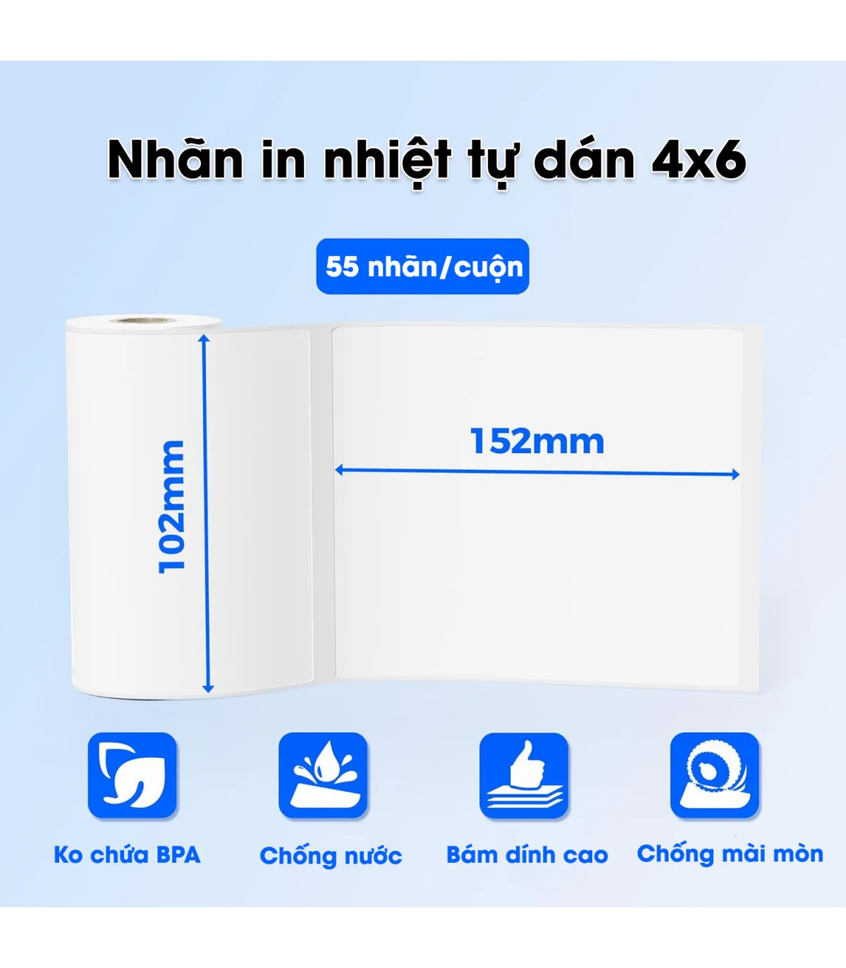 Nhãn Nhiệt 4x6 inch - 102x152mm dùng cho vận chuyển, địa chỉ, thư từ, bưu phẩm | AIMO Việt Nam